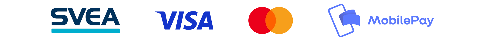 Betal med Svea, Visa, Mastercard og MobilePay
